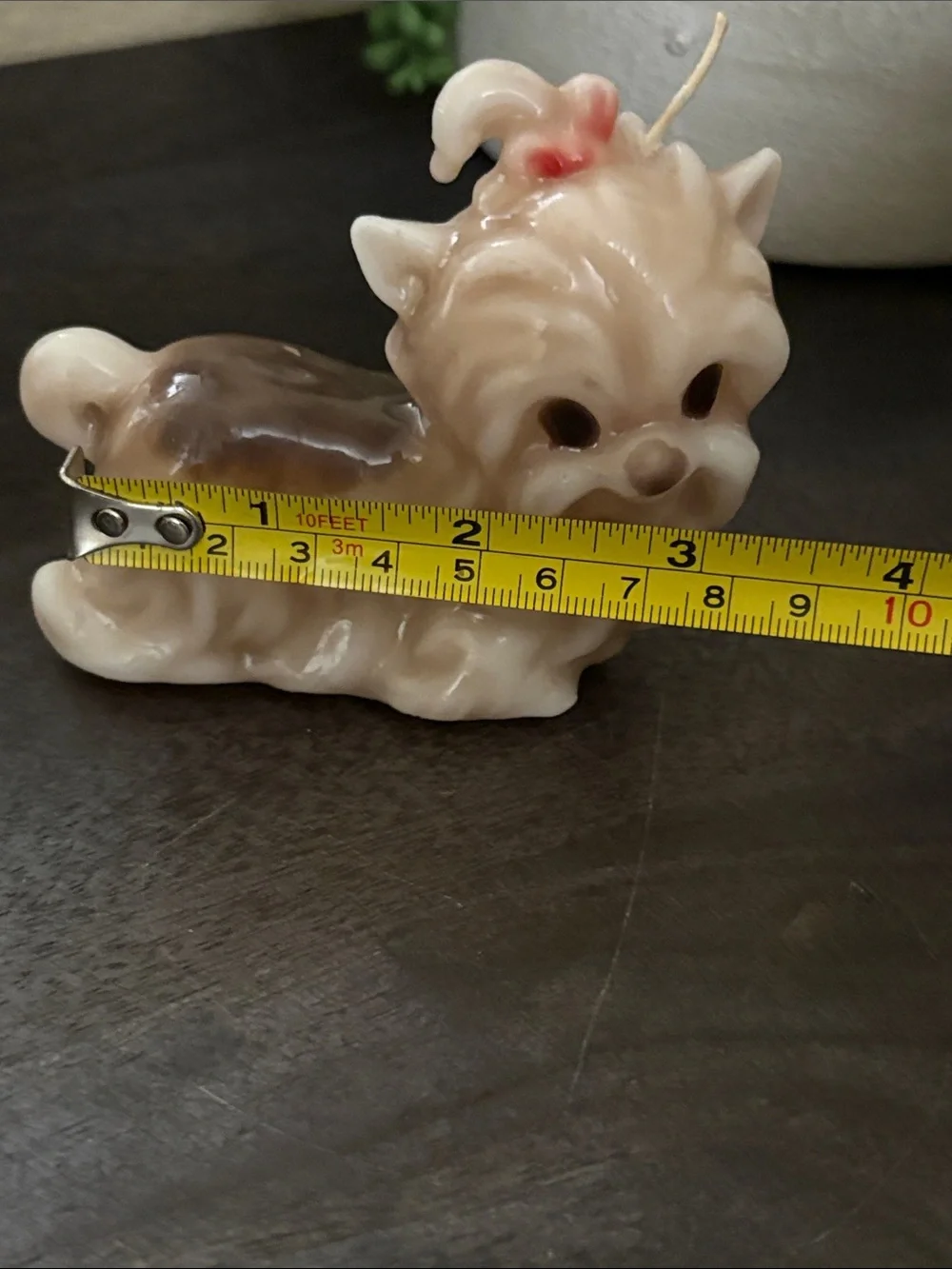 Ceramic Dog Figurine Candle - Cream and Brown Decorative Accent